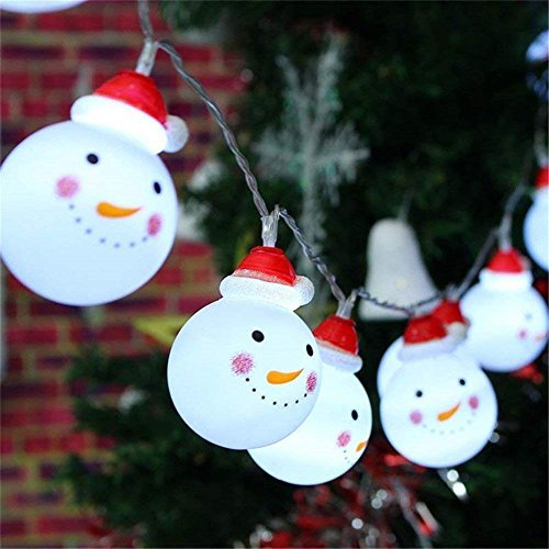 Christmas Light,Led Christmas Snowman String Starry Light for Gardens,Home,Wedding,Christmas Party,Battery-Powered,Christmas Decoration,Warm White