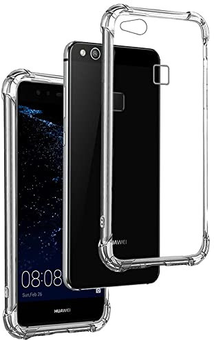 REY Funda Anti-Shock Gel Transparente para Huawei P10 Lite, Ultra Fina 0,33mm, Esquinas Reforzadas, Silicona TPU de Alta Resistencia y Flexibilidad, Anti Golpes