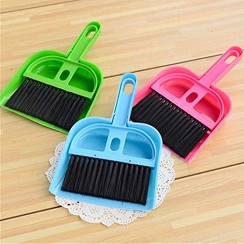 Greenlans Mini Plastic Hand Kitchen Dustpan and Brush Desk Cleaning Sweeper Dust Pan Set 1 Set Random Color
