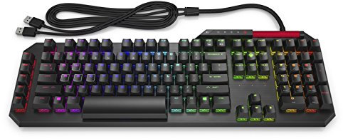 HP OMEN Sequencer Clavier Mécanique Gaming AZERTY (Filaire - USB, Anti-ghosting, Switch Cherry MX Blue, 5 macros programmables, Rétroéclairage LED RGB) - Noir