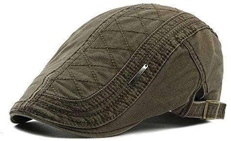 CHENNUO Schiebermütze Gatsby Newsboy Herrenflatcap Baumwoll Schirmmütze Sportmütze Kappe (Armee grün)