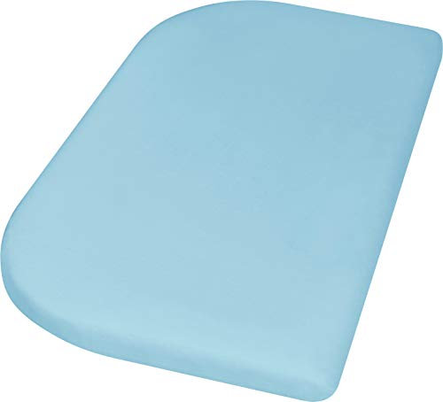 Playshoes 770324-17 Jersey-Spannbettlaken für das Beistellbett, Wasserdicht und Atmungsaktiv, 81 x 42 x 10cm, hellblau, blau