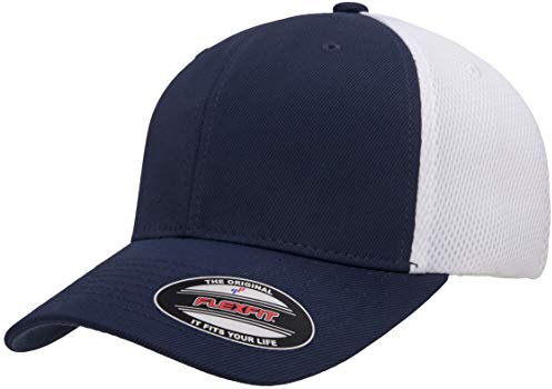 Flexfit Unisex Ultrafiber Airmesh Fitted Cap Hut, Marineblau/Weiß, S-M
