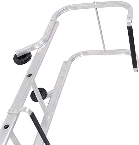 21 Rung Roof Ladder & Ridge Safety Hook – Single Section 5.5m Long – Slate Roofing Tile Grip Steps – Pitched/Sloped Chimney Access Stairs – Lightweight & Strong Anti-Slip Aluminium Construction
