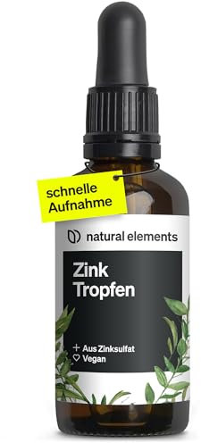 natural elements Zink Tropfen - 100ml - 15mg pro Tagesdosis - Premium: Ionisches Zink (Zinksulfat) - Ohne Alkohol, laborgeprüft, 100% vegan & in Deutschland produziert