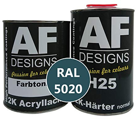 2K Acryl-Lack-Set 3 kg RAL 5020 OZEANBLAU | 2K Acryl AUTOLACK Set nach RAL - ABSOLUT HOCHGLÄNZEND
