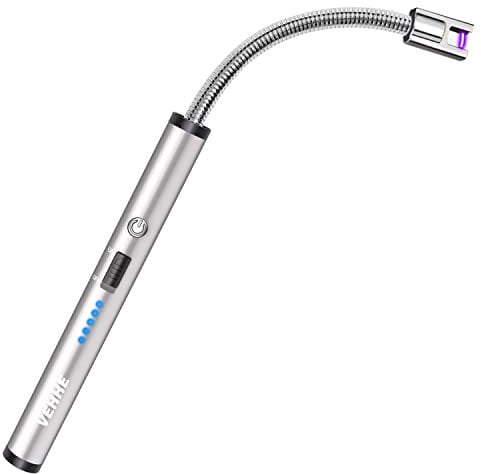 VEHHE USB Lighter, Rechargeable Arc Candle Lighter with LED Battery Display Flexible Neck Lighters Long for Grill Candles Gas Stoves Camping Barbecue