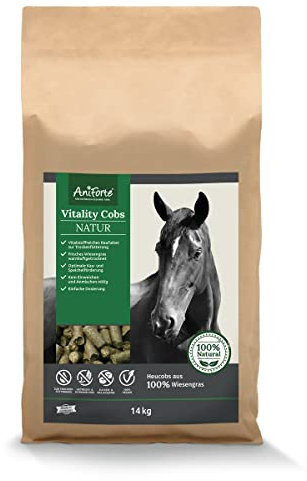 AniForte Natur Heucobs Pferd 14kg - Vitality Cobs, Raufutter zur Trockenfütterung, Heuersatz, Pferdefutter ohne Einweichen oder Anmischen, optimale Kau- & Speichelförderung, Grascobs staubarm