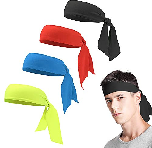 UBERMing Sport Stirnband für Herren Damen 4 Stück 110cm Unisex Haarband Elastisches Stirnband für Jogging Laufen Wandern Fahrrad- und Motorrad Fahren