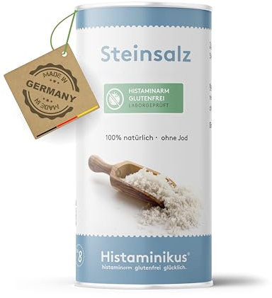 Histaminikus Steinsalz, unjodiertes Salz (250g), histaminfrei, rein und ohne Zusatzstoffe, glutenfrei und geeignet bei Histaminintoleranz sowie für Ernährungsbewusste