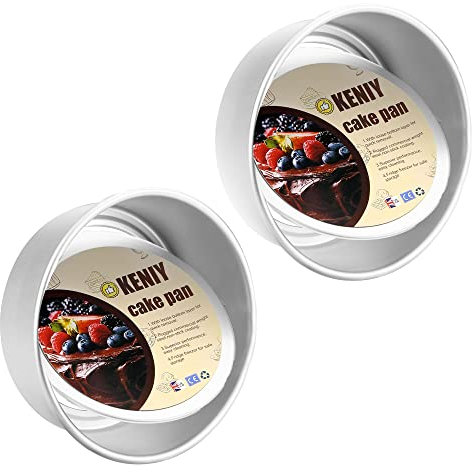 KENIY 2 Pack 9-Inch Non-Stick Deep Aluminum Round Cake Pan with Removable Bottom for Wedding/Birthday/Christmas Cake Baking Round Cake Tin Set with Loose Base (9 inch)