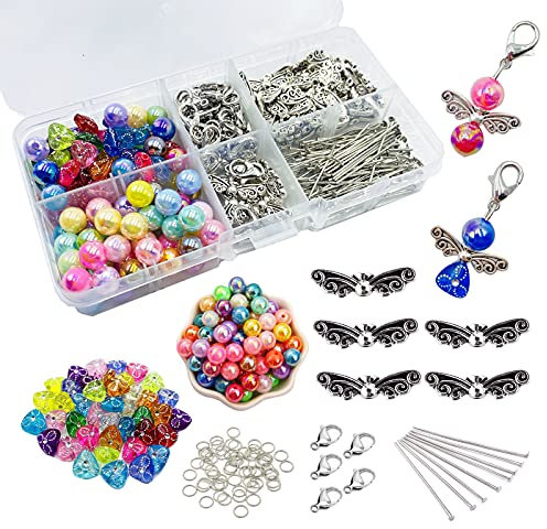 HRASY Schutzengel DIY 50 Set Engel Perlen Schlüsselanhänger Handwerk Engelsflügel Perlen Handwerk Zubehör Engel Anhänger für Schmuck machen Hochzeit Taufe Baby Dusche Weihnachten Geburtstag Geschenke