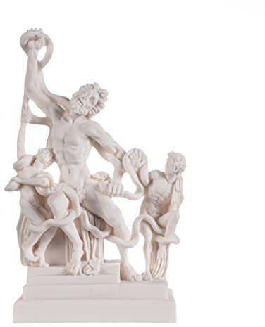 Laocoön und Seine Söhne mit Schlange Griechische Mythologie Trojan Priester Alabaster Statue 11,4 Zoll