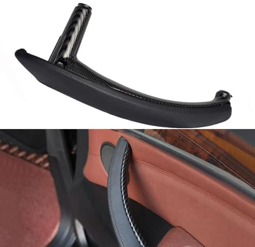 Hacreyatu Innen-Leder-Innentürgriff Passagierseite für X5 E70 2007-2013 X6 E71 E72 2008-2014 (Rechts, Kohlefaser)