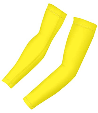 Jeiento Manicotti per braccio di protezione solare UV Plus Size M L XL per uomini e donne, copertura per tatuaggi, raffreddamento, compressione, Giallo, M