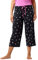 HUE Damen Basic Printed Knit Capri Pajama Sleep Pant, Made with Temperature Control Technology Pyjamaunterteil, Schwarz – Nachtmütze, 1X