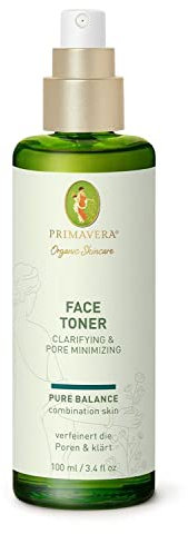 PRIMAVERA Face Toner - Clarifying & Pore Minimizing 100 ml - Naturkosmetik - Klärendes Gesichtswasser für ölige Haut und Mischhaut - mattiert und reguliert die Haut - vegan