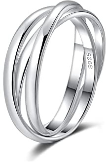 SILBERTALE Anello in argento 925, nodo intrecciato, 3 anelli, argento sterling 925, anello da donna, 3 in 1, anxiety sollievo girevole