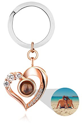 Porteclés de projection de photo personnalisé Porte-clés de photo de coeur personnalisé en argent sterling 925 Je t'aime 100 langues Porte-clés de projection pour femme fille épouse