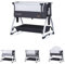 Chipolino Beistellbett Baby Boss Matratze, Moskitonetz, Schaukelfunktion, Räder, Farbe:dunkelgrau