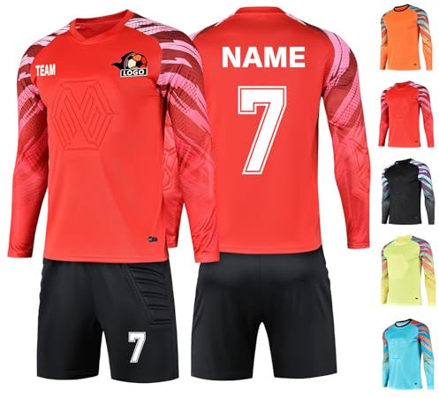 LAIFU Benutzerdefiniert Torwart Trikots für Erwachsene/Kinder Torwarttrikot Set mit Name Team Logo