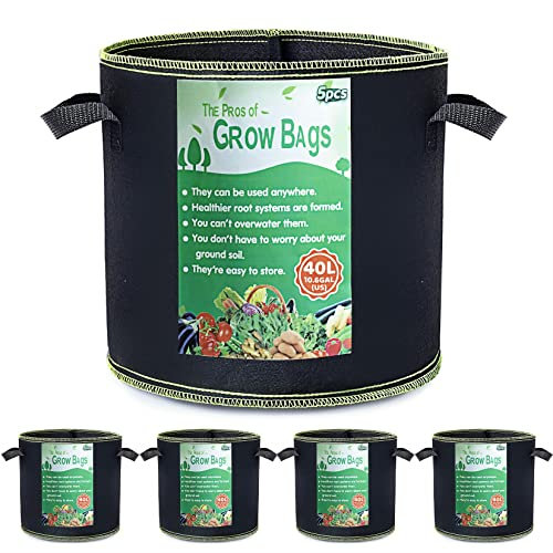 Growerz 40L (DIA40 x H32cm) Fabric Grow Pot – Durable Non-Woven PET Plant Container for Air Pruning, Root Health & Drainage – Reusable Pot for Indoor/Outdoor Gardening