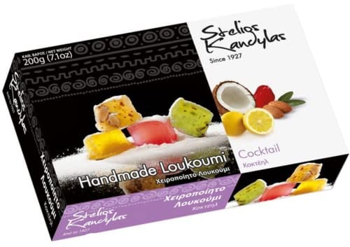 Loukoumi Cocktail Griechische Gelees 200g, KANDYLAS Fruchtsüßigkeit, Traditionelles Dessert zum Kaffee, Geschmacksmischung, Ohne Konservierungsstoffe