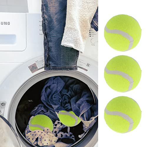 Trocknerbälle 3er Set | Ø6cm Kautschukkern gelb Polyesterfilz | Tennisbälle Trockner Trockenzeit-Erparnis Energiesparen