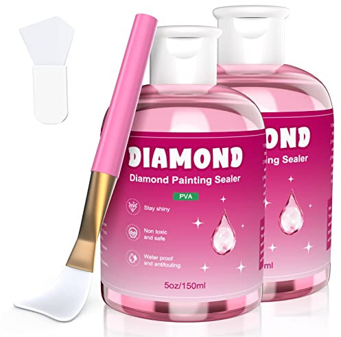 GHHKUD Diamond Painting Sealer 300ML With Brushes, Fast Drying Art Glue, Accessories for Permanent Shine Effect on Paintings & Puzzles