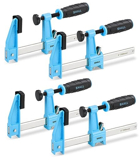SHALL Morsetto a vite set 4 pezzi, apertura 152 mm (6 pollici), forza di serraggio 272 kg (660 libbre), in acciaio inossidabile,Morsetto da Falegname,fissaggio preciso di pezzi in legno