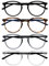 Opulize Met 4er-Pack Lesebrille Groß Runden Schwarz Braun Grau Klar Herren Damen Federscharniere & Pop 4er-Pack Retro Runden Schwarz Blau Grün Grau Herren Damen Lesebrille Federscharniere