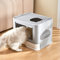 Caja de Inodoro Plegable para Gatos con Entrada Delantera y Salida Superior XXL Extra Grandes con bandejas, Tapa y Pala para Mascotas 48,5 * 36,5 * 38 cm- Gris