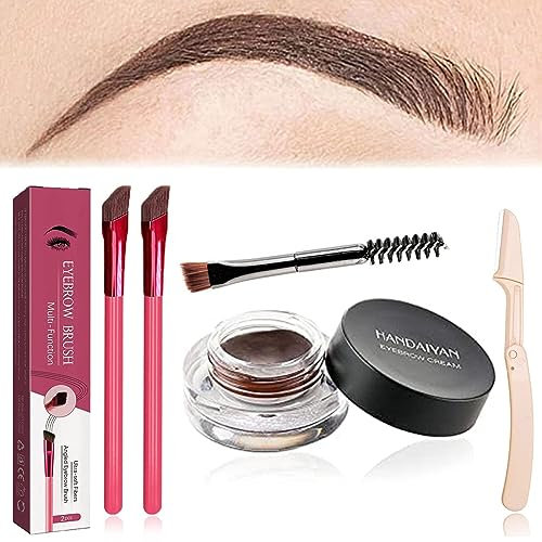 Donubiiu Anjoize 4d-Laminiertes Augenbrauen-Home-Grooming-Kit, 4d Laminierte Augenbrauen, Augenbrauenstift, Brow Stamp Brush, Augenbrauenbürste Mit Farbe, Eyebrow Brush (Dark Brow Set)