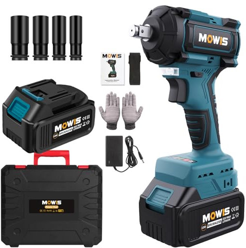 Mowis Avvitatore a Impulsi 550 Nm, Avvitatori a Massa Battente, batteria da 4000 mAh 21 V, 3600RPM, LED Luce, 4 bussola, Arresto automatico inverso, per Auto e Casa
