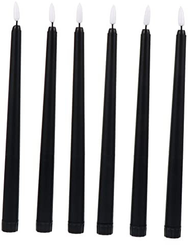 DOITOOL 6 Stück Lange Stabkerzen Dochtkerze Dekorative Kerzenhalter Schwarze Spitzkerzen Led-Dinnerkerze Valentinstag Spitzkerze Halloween-Kerze Lampe Kunststoff Schwarz