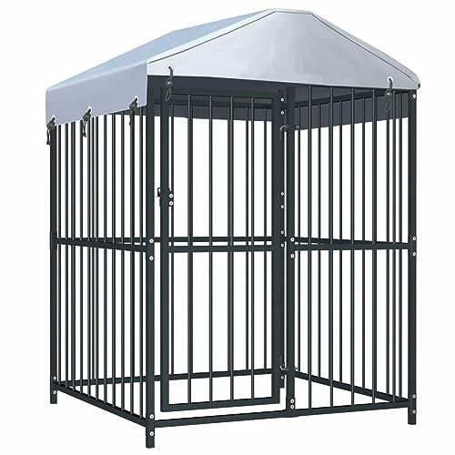 Camerina Outdoor-Hundezwinger mit Überdachung 120x120x150 cm Hundetoilette FüR GroßE Hunde