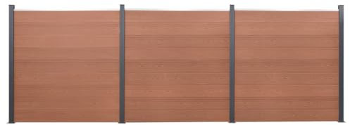 vidaXL Zaunelement Set, Rostfrei Gartenzaun Set mit 27 Zaunbrett 4 Pfosten, Sichtschutzzaun mit doppelseitigem Design, Zaun Komplettset, Braun 526x186cm WPC