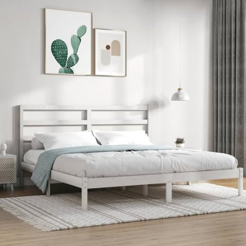 ZQQLVOO Bettgestell Familienbett Palettenbett Massivholzbett Weiß 180x200 cm 6FT Super King