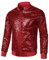 JOGAL Herren Metallic Pailletten Jacke 70er Baseball Bomberjacke Disco Nachtklub Party Kostüm Rot X-Large