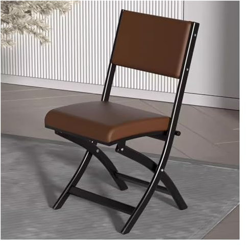 WIGSELBL Stahl-Klappstühle aus PU-Leder, gepolsterter Klappstuhl, Premium-Klapphocker, Büro-Schreibtischstühle mit Stahlrahmen, Küche, Esszimmerstühle für Wohnzimmer (Farbe: Braun)