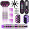 NEOVSUNY Dartpfeile mit Kunststoffspitze für Elektronische Dartscheibe,3 Stück 80g Dartpfeile mit Metallspitze mit 9 Dart Flügeln,24g Profi Steeldarts mit Metallspitze Steeldarts Set