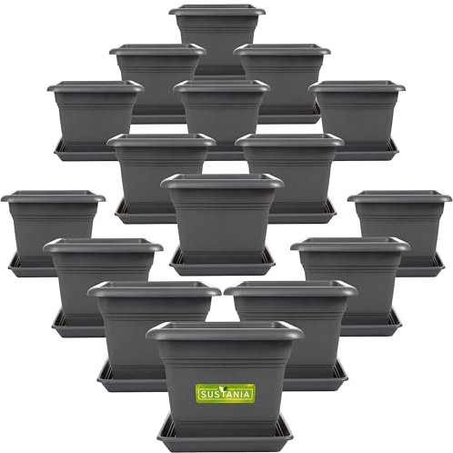 2friends Sustania Grand bac à Plantes extérieur 16 pièces - 40x40 Pot de Fleurs Robuste, Grand bac à Fleurs, Cache-Pot Anthracite, Pot de Plantes Haut pour Jardin & terrasse