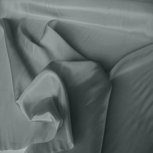 TOLKO Futterstoff Meterware Futter-Taft | Blickdicht knitterarm | universal Stoff Dekostoff Kleiderstoff Hochzeitsstoff Kostümstoff | Stoffe zum Nähen Meterware Dekorieren (Grau)