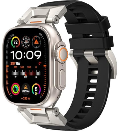GLILAVOX Armband Kompatibel mit Apple Watch Armband 49mm 46mm 45mm 44mm 42mm, Viton Watch Band für iPhone 16 Pro/Pro Max/Plus/Airpods4/iWatch Ultra 2/Series 10, Sport Armbänder Ersatz für Damen Herren
