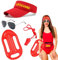 Aopier Lifeguard Costume Accessories Set for Women Include Inflatable Float Sun Visor Hat Whistle Sunglasses for Adults Men Teenager Halloween Carnival Cosplay Party