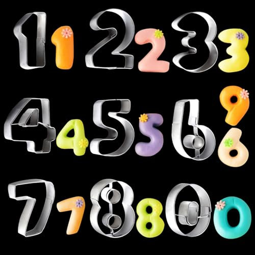 DesertBoy Cookie Cutters 9Pcs Number Cookie Cutters 0-8 Number Cookie Cutters Number Cookie Cutters Set Cookie Cutter, for Biscuits, Baking, Cake Decorating, Fondant, DIY Baking Mould(6 Reverses to 9)
