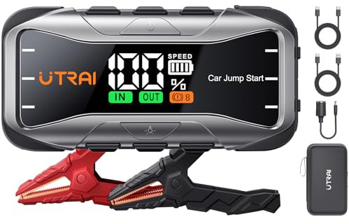 Booster Avviamento Auto 6000A 27000mAh, Avviatore Emergenza per Auto, Starter Batteria Portatile con PD65W Carica Rapida, Fino a Tutto Gas o 12.0L Diesel, Display LCD, DC160W, 4 Modalità LED