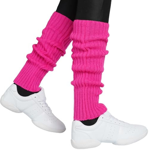 Hatstar Sexy Damen Bein Stulpen | Neon Strümpfe für 80er Jahre 80s Motto Party| Kostüm Accessoires | Fasching Karneval Tanzen Aerobic (neon pink)
