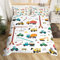 Homewish Machinery Trucks Single Duvet Cover Set, Construction Vehicle Bedding Set for Kids Boys, Bulldozer Crane Equipment Truck Duvet Cover 2-Piece Room Decor, Red Yellow Green