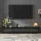 PREMTURE Meuble TV bas avec 5 tiroirs - Meuble TV noir avec motif marbre - 200 x 33 x 40 cm - Moderne - Noir